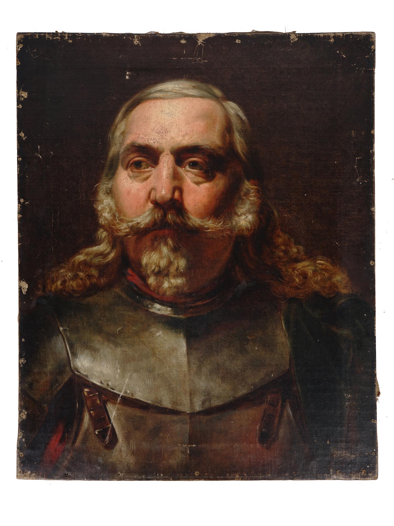 ANTIQUE OIL PAINTING PORTRAIT OF MAN IN ARMOUR